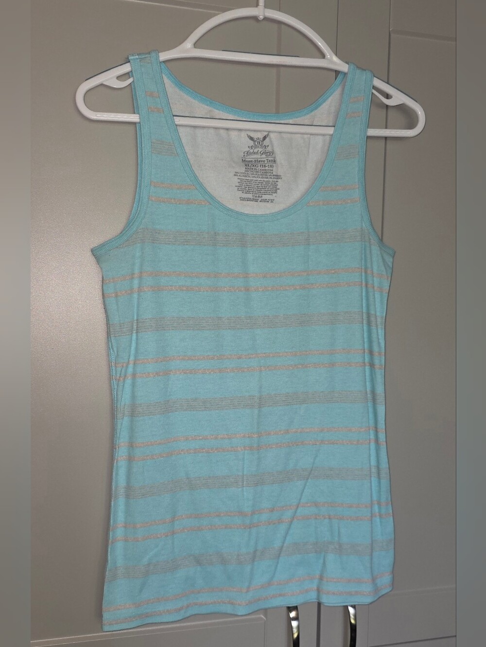 Faded Glory Womens Ribbed Tank XL/ Gray Blue